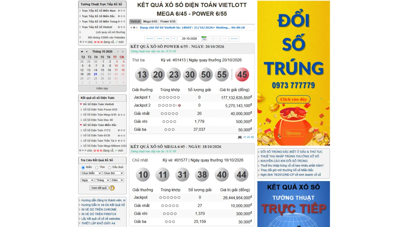xổ số vietlott trực tiếp