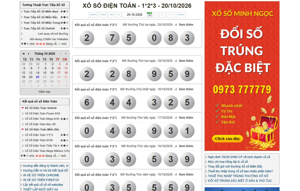 kết quả xổ số 1*2*3